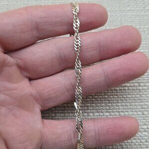 7 Inch Sterling Silver Twisted Style Chain Bracelet A5451